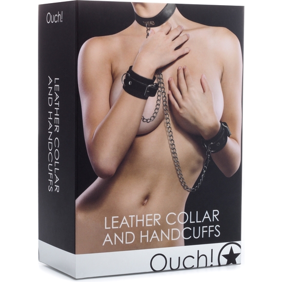 OUCH BLACK LEATHER WIVES AND NECKLACE