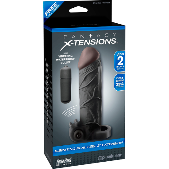 PENIS EXTENSION WITH REAL FEEL 2 BLACK VIBRATOR