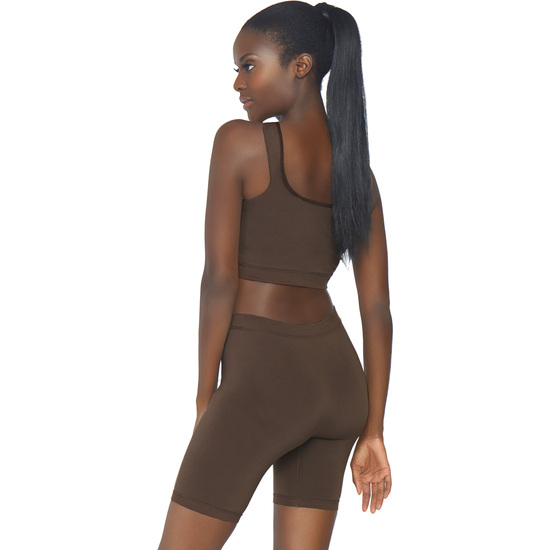 OPAQUE SET WITH CYCLING PANTS - BROWN 