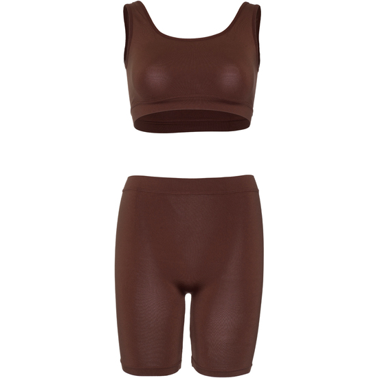 OPAQUE SET WITH CYCLING PANTS - BROWN 