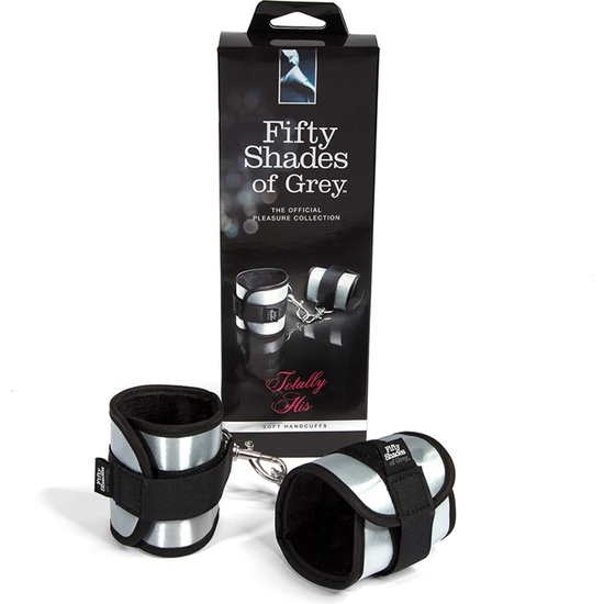 TOTALLY HIS SOFT HANDCUFFS - BLACK/SILVER