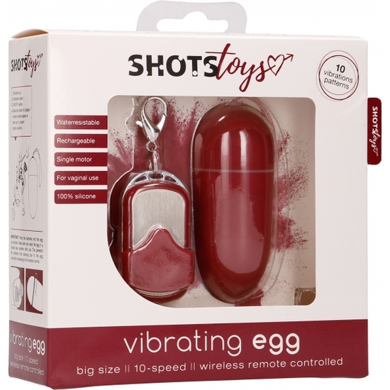 VIBRATING EGG 10 SPEED LARGE RED REMOTE CONTROL