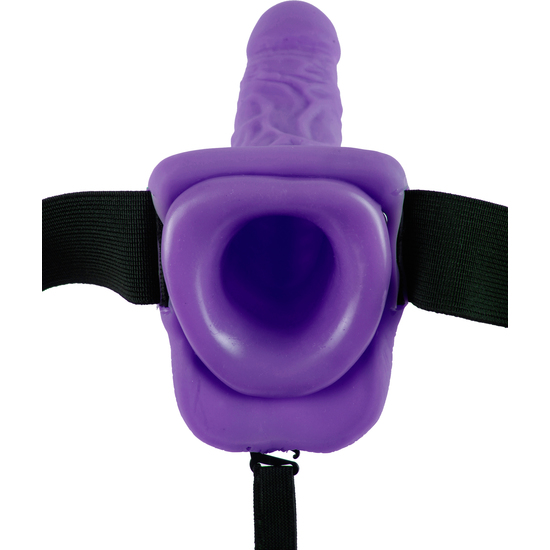 REALISTIC VIBRATING PENIS WITH HARNESS 19 CM PURPLE