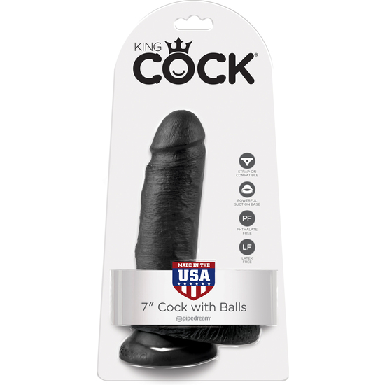 KING COCK REALISTIC PENIS WITH TESTICLES 18 CM BLACK