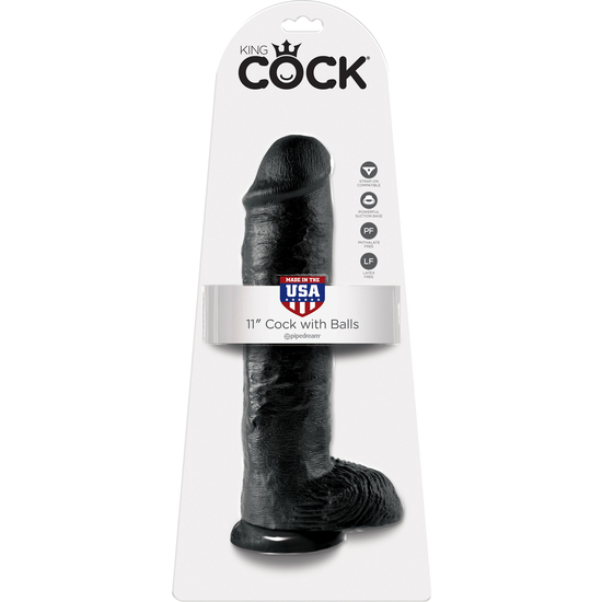 KING COCK REALISTIC PENIS WITH TESTICLES 28 CM BLACK