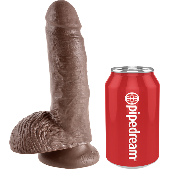 KING COCK REALISTIC PENIS WITH TESTICLES 18 CM BROWN