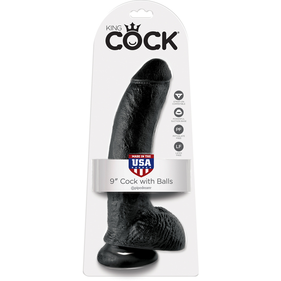 KING COCK REALISTIC PENIS WITH TESTICLES 26CM BLACK