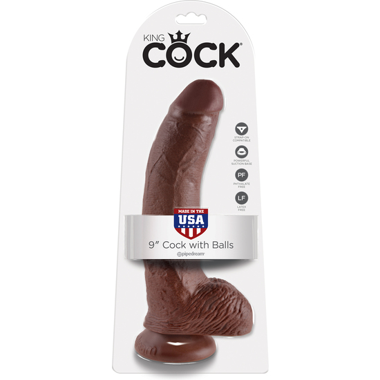 KING COCK REALISTIC PENIS WITH TESTICLES 26CM BROWN