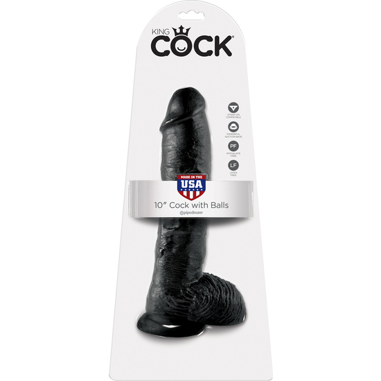 KING COCK REALISTIC PENIS WITH TESTICLES 25.5 CM BLACK