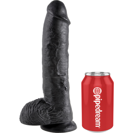 KING COCK REALISTIC PENIS WITH TESTICLES 25.5 CM BLACK