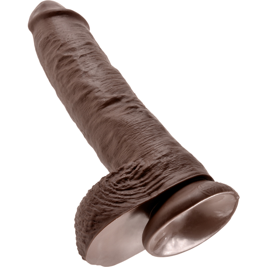 KING COCK REALISTIC PENIS WITH TESTICLES 25.5 CM BROWN