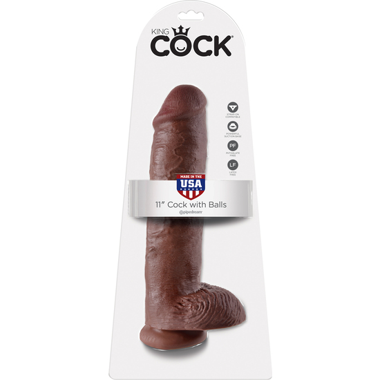 KING COCK REALISTIC PENIS WITH TESTICLES 28 CM BROWN