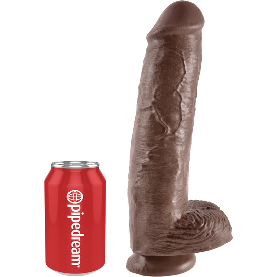KING COCK REALISTIC PENIS WITH TESTICLES 28 CM BROWN