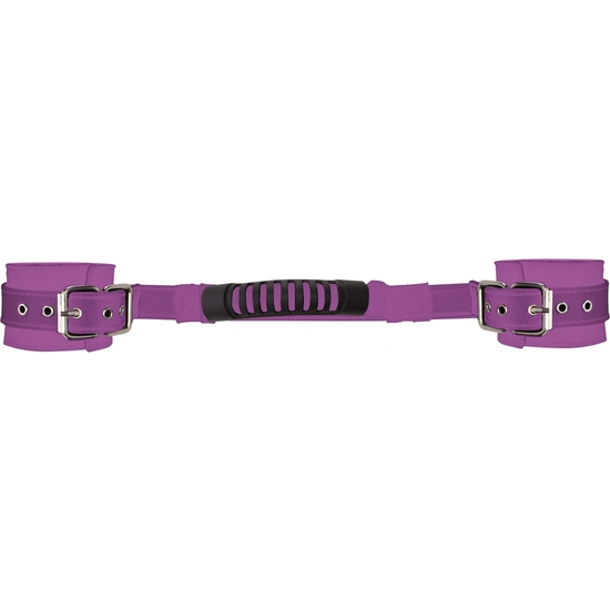 OUCH ADJUSTABLE PURPLE LEATHER HANDCUFFS