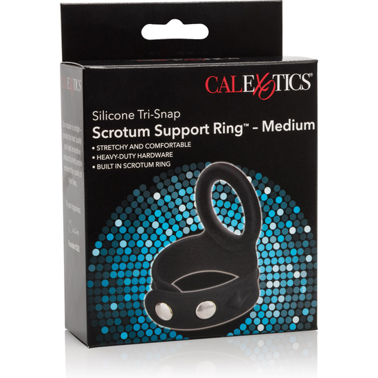 TRI-SNAP SCROTUM SUPPORT - BLACK SILICONE HARNESS SIZE M