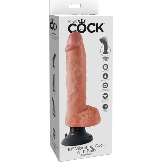 KING COCK REALISTIC PENIS VIBRATOR WITH TESTICLES 25 CM