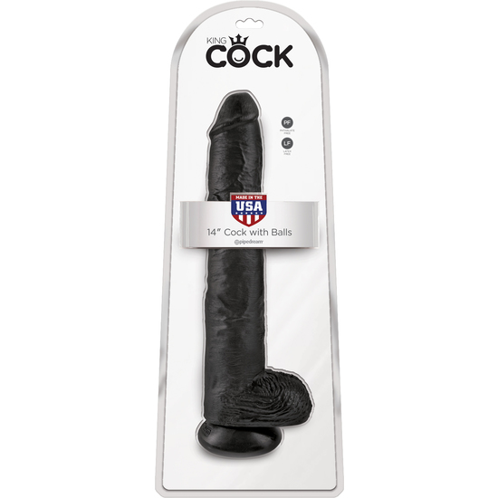 KING COCK REALISTIC PENIS WITH TESTICLES 37.5CM BLACK