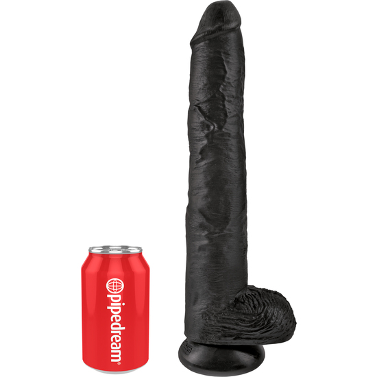 KING COCK REALISTIC PENIS WITH TESTICLES 37.5CM BLACK