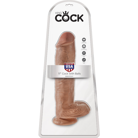 KING COCK REALISTIC PENIS WITH TESTICLES 28CM MULATO