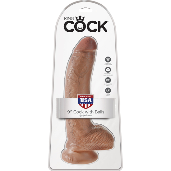 KING COCK REALISTIC PENIS WITH TESTICLES 23CM MULATO