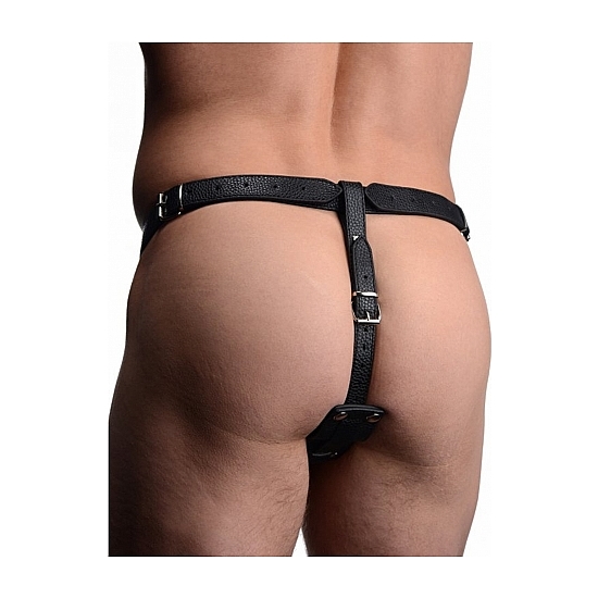 MALE HARNESS WITH SILICONE ANAL PLUG - BLACK
