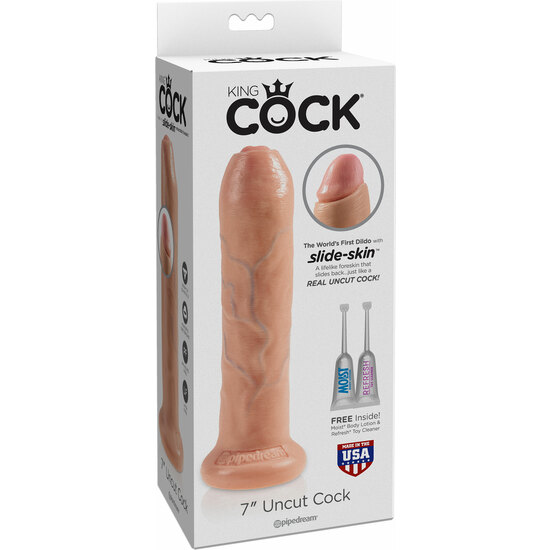 UNCUT 19CM - REALISTIC PENIS WITH MOBILE FORESPUCE