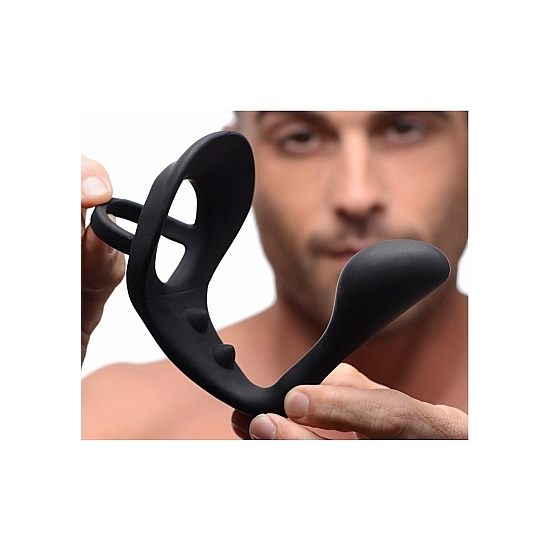 TRIPLE EXCURSION SILICONE ANAL STIMULATOR WITH RING
