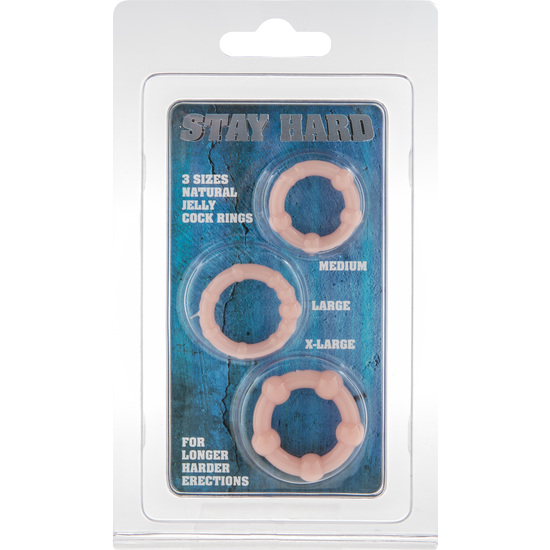 STAY HARD - SET OF THREE FLESH COLOR PENIS RINGS