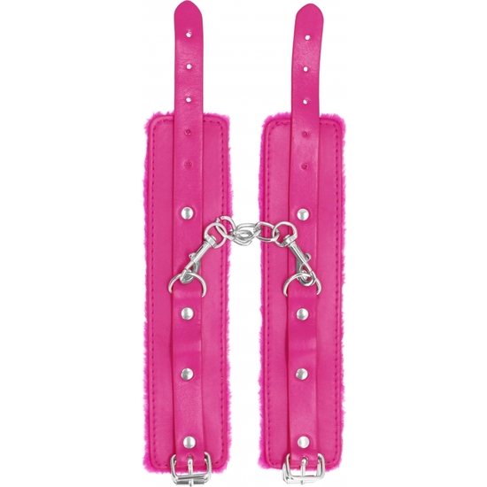 OUCH PLUSH PINK LEATHER HANDCUFFS