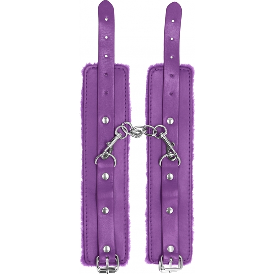 OUCH PLUSH PURPLE LEATHER HANDCUFFS