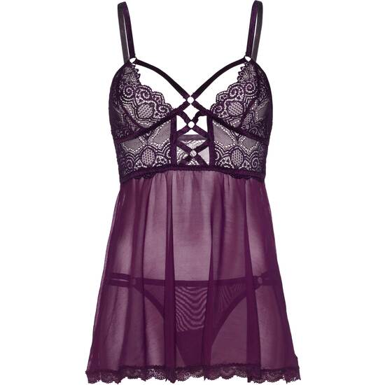 STRAPS AND LACE PICARD WITH THONG - PURPLE