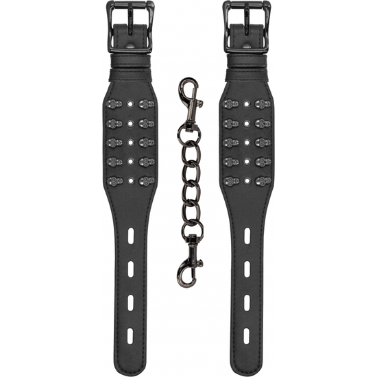 OUCH! SKULLS AND BONES - HANDCUFFS WITH SKULLS - BLACK