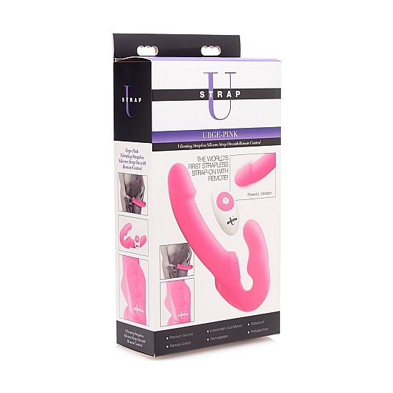 VIBRATING SILICONE HARNESS WITHOUT SUPPORT - PINK