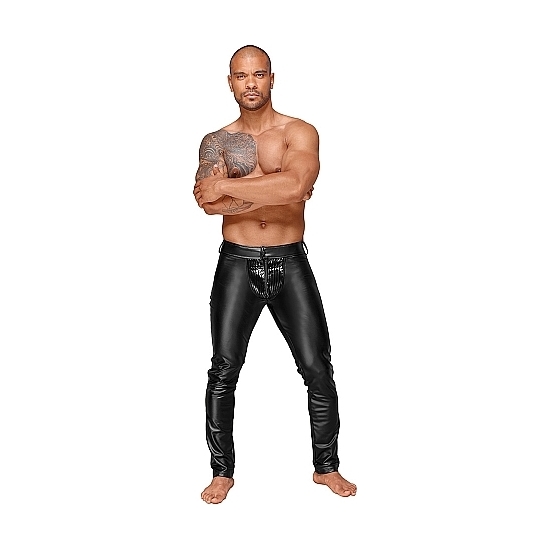 Wet Effect Trousers With Pvc Foldings - Black