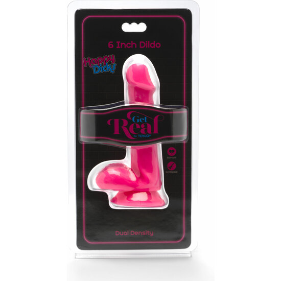 HAPPY DICKS DILDO WITH TESTICLES 15CM - PINK