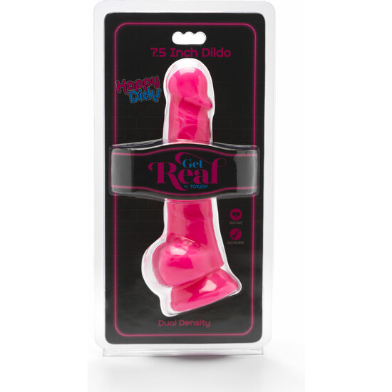 HAPPY DICKS DILDO WITH TESTICLES 19CM - PINK