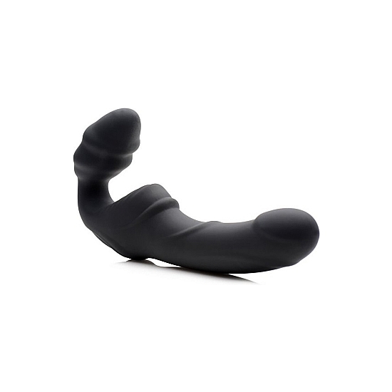 SLIM RIDER UNSUPPORTED SILICONE PENIS WITH VIBRATION - BLACK