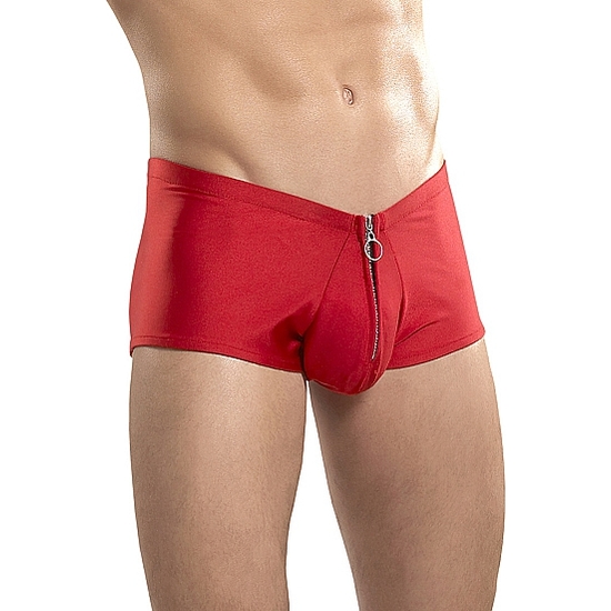 Male Power Boxer With Zipper Red