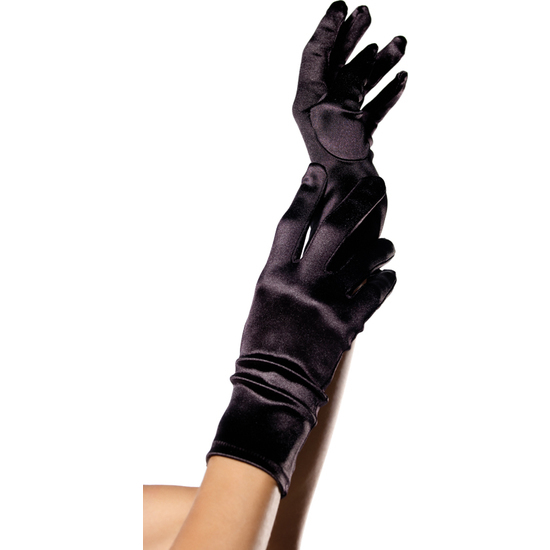 Leg Avenue Black Satin Gloves