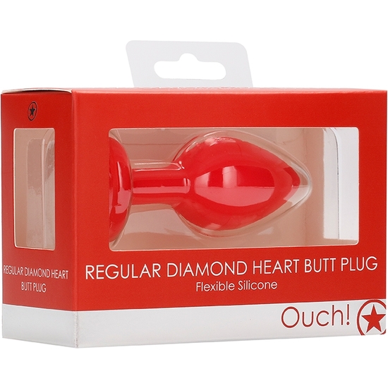 DIAMOND HEART BUTT PLUG - REGULAR - RED