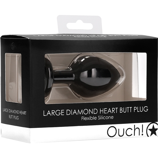 DIAMOND HEART BUTT PLUG - LARGE - BLACK