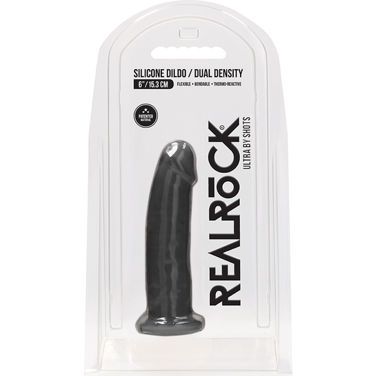 SILICONE DILDO WITHOUT TESTICLES 15.3CM - BLACK