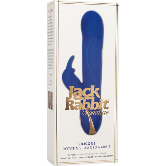 SILICONE BUNNY VIBRATOR WITH ROTATION - BLUE
