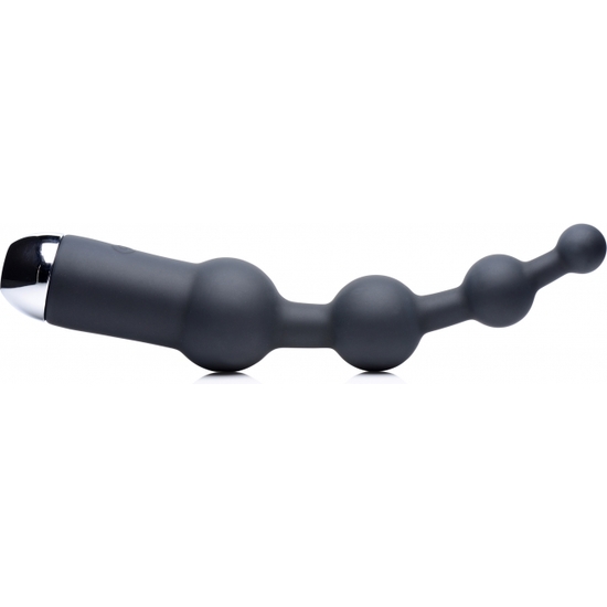 10X SILICONE ANAL BALLS WITH VIBRATOR - BLACK  XR BRANDS