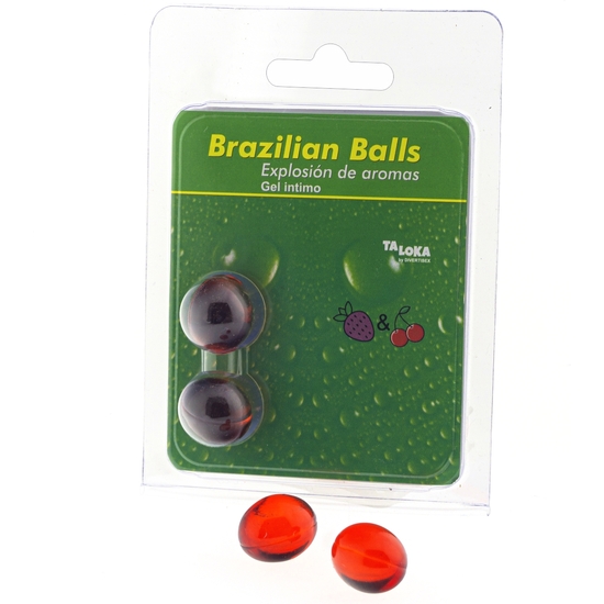 2 Brazilian Balls Explosion Of Aromas Intimate Gel - Strawberry And Cherry