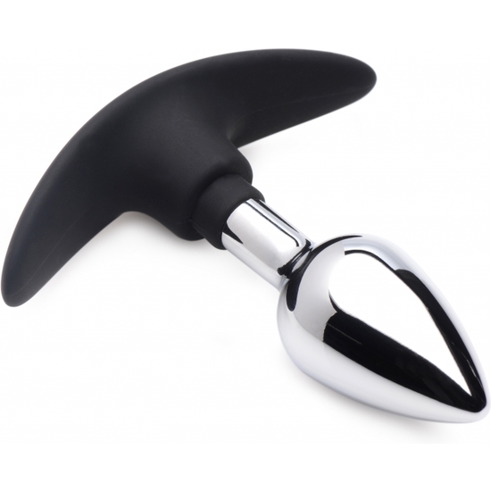 DARK INVADER - METAL AND SILICONE ANAL PLUG, SMALL - SILVER
