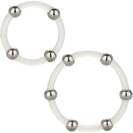 KIT OF 2 UNITS - SILICONE RING WITH STEEL BEADS