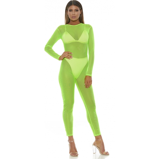 Micro Net Mock Net Mesh Bodysuit - Green