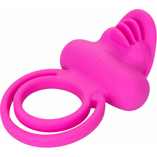 DUAL CLIT FLICKER ENHANCER - DOUBLE SILICONE VIBRATOR RING - PINK