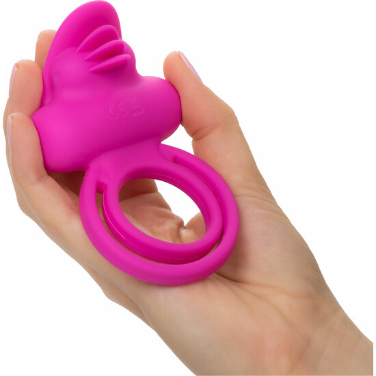 DUAL CLIT FLICKER ENHANCER - DOUBLE SILICONE VIBRATOR RING - PINK
